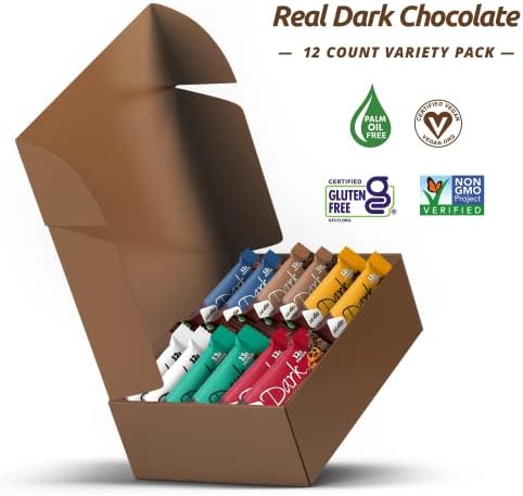 NuGo Dark Variety Box - Pretzel, Chocolate Chip, Mint Chocolate Chip, Cherry, Peanut Butter Cup and Almond, 11-12g Protein, Vegan, Gluten Free, Kosher Pareve, 12 Count Variety