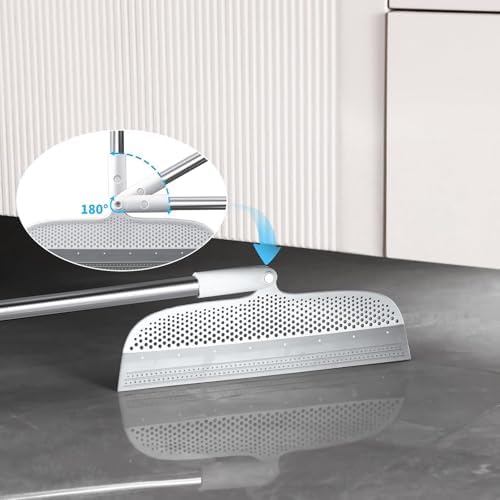 Rubber Squeegee Broom for Floors, 51.77" Long Handle Multi-Surface Magic Multifunction Broom, Pet Hair Remover Scraper for Laminate Carpets, Windows, Mirrors, Rugs, Hardwood, Tile Cleaning