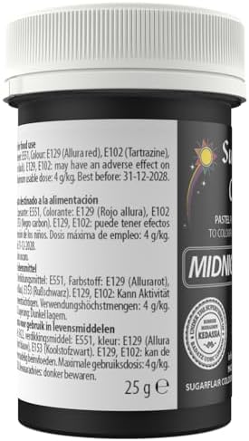 MIDNIGHT BLACK Sugarflair Pastel Paste Edible Concentrated Food Icing Colouring