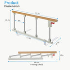 Bed Rails for Elderly Adults Safety, Folding Bedside Assist Rail Handle, Fall Prevention Guard Rail for Seniors, Fits King, Queen, Full, Twin, 37.7" x15.7"