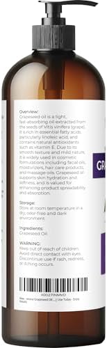 velona Grapeseed Oil 16 fl oz | 100% Pure and Natural Carrier Oil | Refined | Skin, Face, Body, Hair Care | Use Today - Enjoy Results