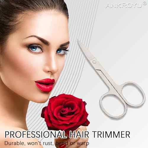 Premium Men's Nose Hair Trimmer, Stainless Steel Eyelash Trimmer Professional Eyebrow Beard Eyelash Scissors Men's and Women's Facial Hair Grooming Small Scissors