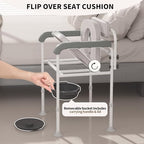 Adjustable Medical Bedside Commode Chair with Padded Backrest, Drop Arm Support, Height Adjustable Grey