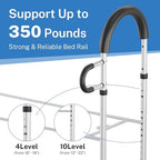 Bed Rails for Elderly Adults Safety: Side Assist Grab Bar Handrails for Seniors with Dual Handle Rails & Storage Bag - Adjustable Bed Cane Portable Bedside Railing - Fits Twin Full Queen King White
