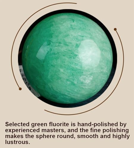 Crystal Decor Green Fluorite Crystal Ball with Stand Polished Divination Ball Decorative Sphere Stone Photography Quartz Crystal Sphere,6cm/2.4in