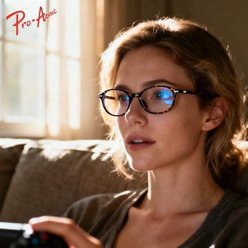 Pro Acme Blue Light Blocking Glasses for Women, Retro Oval Eyeglasses, Blue Light Blocker for Gaming/Computer/Screen/TV