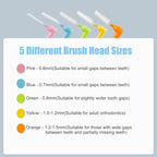 50PCS L-Shaped Interdental Brushes Braces Toothbrush Short Handle,5 Different Sizes Dental Floss Brush Angled Interdental Toothpick