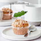 18pcs Green Glitter Cute Peas Dessert Cupcake Topper Traditional Funny Vegetable Peas in a Pod Theme Decor Supplies Baby Shower Boys Girls Happy Birthday Announce Pregnancy Party Decorations