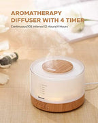 muson Essential Oil Diffuser Sound Machine Combo Diffuser for Aromatherapy Fragrant Oil Cool Mist Humidifier with Natural Sound Music & Warm Night Light, Auto Shutoff, White