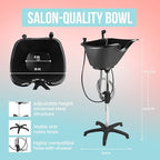 Dompel Portable Shampoo Bowl – Washing Unit & Hair Sink for Salons, Home Care, Seniors & Disabled – Chrome Steel Structure, Adjustable Height, 22L Capacity