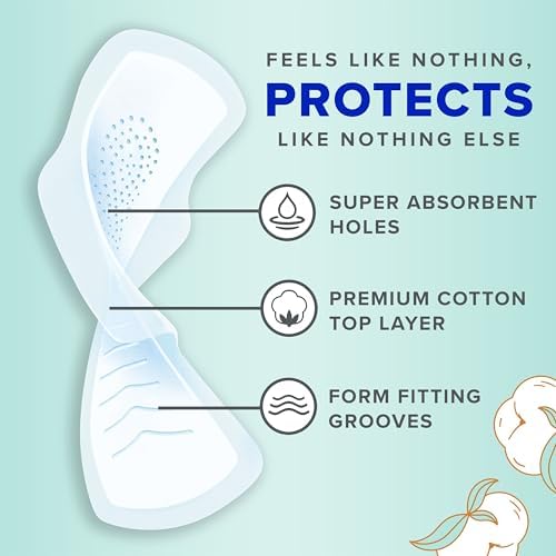Always Pure Cotton Feminine Pads for Women, FlexFoam Pads with Wings, Size 1, Regular Absorbency, Unscented, 84 Count (3 Packs of 28)