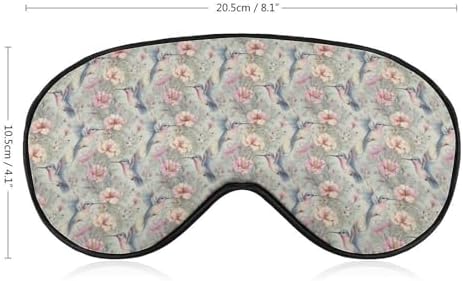 Hummingbird Floral Eye Mask Soft Comfortable Sleep Mask with Adjustable Strap for Travel Relaxation Lightweight Design 8.1 X 4.1 in