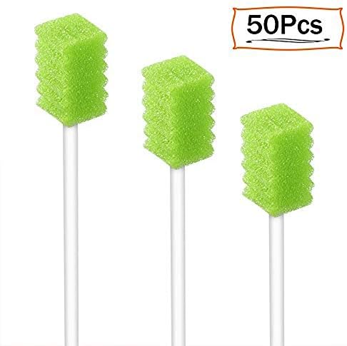(50 Pack) Disposable Oral Swabs, Sterile Dental Sponge Swabsticks Unflavored for Mouth & Gum Cleaning