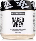 NAKED Vanilla Whey Protein 1Lb, Only 3 Ingredients, All Natural Grass Fed Whey Protein Powder + Vanilla + Coconut Sugar - NSF Certified, GMO-Free, Soy Free, Gluten Free. Aid Muscle Growth, 12 Servings