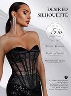 WS Waist Secrets Overbust Corset Top for Women - 15 Steel Boned Lace Up Bustier Perfect Corset for Bridal Wedding or Cosplay
