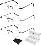 HIYANJN Frameless Reading Glasses Blue Light Blocking Rimless Computer Reader For men Lightweight Eyeglasses(3-Pack,2.00