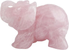 mookaitedecor Rose Quartz Elephant Crystal Sculpture Statue Healing Reiki Pocket Gemstone Figurines Crafts 1.5 Inch