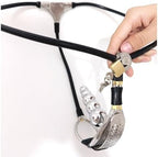 Female Stainless Steel Chastity Belt Invisible Adjustable Panties Device Lockable Underwear Bondage Briefs with Vaginal Plug (Black, 90-110cm)