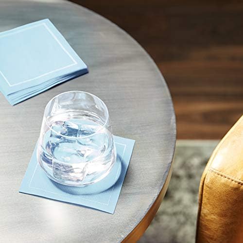 Five Star Napkins Luxury Cotton Cloth Cocktail Napkins - Bar Napkins, Party Napkins, Beverage Napkins, Events, Holiday, Wedding, Birthday, Parties - 4.5" x 4.5" - Disposable (50 x) Sky Blue