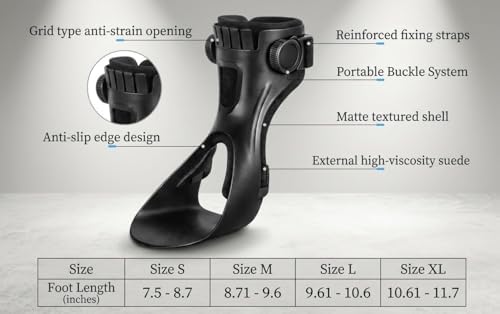 Foot Drop Brace AFO Brace for Walking – Ankle Foot Orthosis Drop Foot Brace for Men & Women, Ankle Brace Support, Lightweight Ankle Stabilizer, Foot Drop Brace to Wear with Shoes, Ankle Support Wrap (Medium, RIGHT)