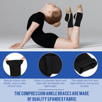 Tarpop 2 Pairs Kids Ankle Brace Set Foot Support Stabilizer Wraps Protector Guard Knitted Ankle Sleeve Sock Support Compression Socks for Injury Prevention(Black,Medium)