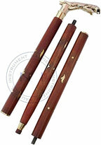 Designer Brass Jaguar Head Handle Walking Stick Antique Style Wooden Cane Designer Brass Golden Head Handle Walking Stick Antique Style Wooden Cane Gift