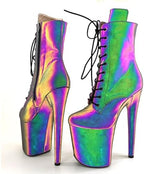 WUXIN H&P Women's 8 Inch Pole Dance Ankle Boots Shoes 20cm Platform Stiletto Exotic Heel