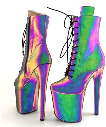 WUXIN H&P Women's 8 Inch Pole Dance Ankle Boots Shoes 20cm Platform Stiletto Exotic Heel