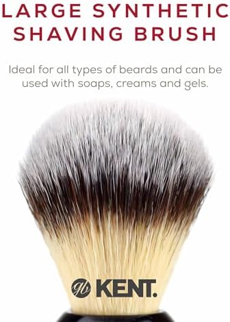 Kent BLK8S Shaving Brush with Ultra-Soft Silvertext Synthetic Bristles and Black Resin Handle to use with Shave Cream or Soap for a Perfect Lather. Luxury Shaving Since 1777, Made in England