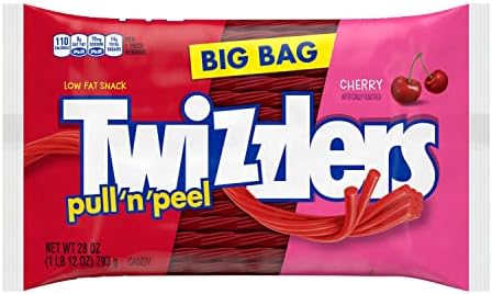 TWIZZLERS PULL 'N' PEEL Cherry Flavored Licorice Style, Chewy Candy Big Bag, 28 oz