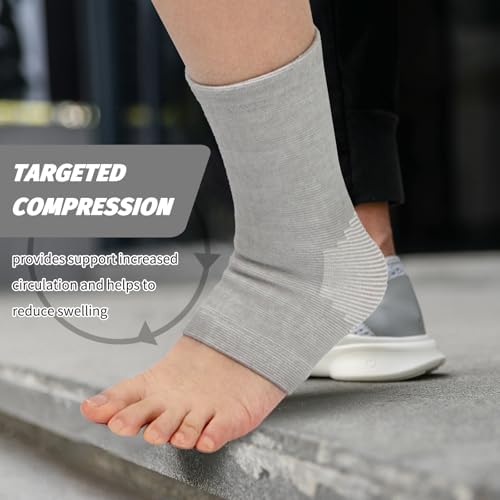 Ankle Compression Sleeve, Foot Compression Sleeve, Soft and Breathable Foot Sleeves,Socks for Arch Support(Gray)