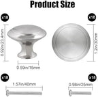 Romeda 30mm Silver Cabinet Knobs - 18 Pieces Drawer Pulls for Dressers, Kitchen, Cabinets With Screw