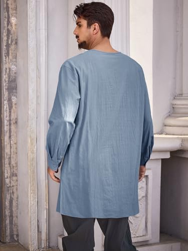 Runcati Mens Medieval Pirate Costume Tunic Renaissance Viking Lace Up Cotton Shirts Knight Warrior LARP Halloween Tops
