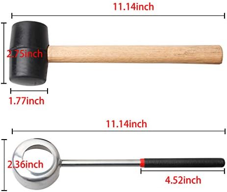 Coconut Opener Tools with Hammer, Super Safe & Easy to Open Young Coconuts Tool, Food Grade Stainless Steel Coconut Opener Set, Rubber Mallet with Handle