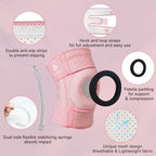 Kuangmi Knee Brace with Side Stabilizers & Patella Gel Pad,Adjustable Compression Knee Support with Arthritis Relief,Injury Recovery,Running,Weightlifting,Climbing(Pink,2-Springs,S/M