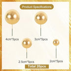 BEISHIDA 20 PCS Gold Mini Ball Cake Toppers Foam Cake Balls Decoration Supplies for Happy Birthday Anniversary Wedding Baby Shower Graduation Christmas Cake Decorations