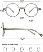 KOOSUFA Round Blue Light Blocking Reading Glasses for Women Men Retro TR90 Ultra-light Nerd Eyeglasses Readers Eyewear