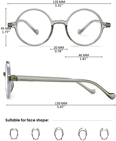 KOOSUFA Round Blue Light Blocking Reading Glasses for Women Men Retro TR90 Ultra-light Nerd Eyeglasses Readers Eyewear