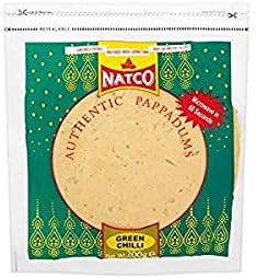 Natco Green Chilli Pappadums - 200g - (pack of 3)