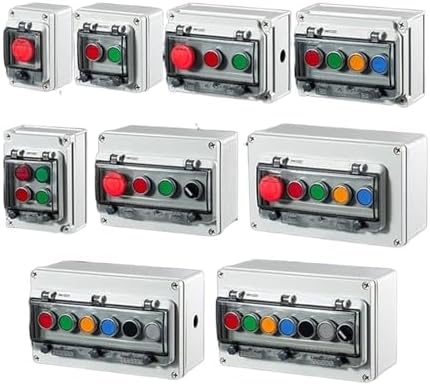 AC220V Outdoor Waterproof Button Control Switch Box Emergency Stop Start Indicator Light self-Recovery Switch Junction Box (Color : 8)