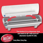 Tablecraft Film Wrapper Film Dispenser, Kenkut Single Roll of Plastic Food Cling Wrap and Aluminum Foil Holder, Slide Cutter, Heavy Duty Foodservice Restaurant Kitchen,White