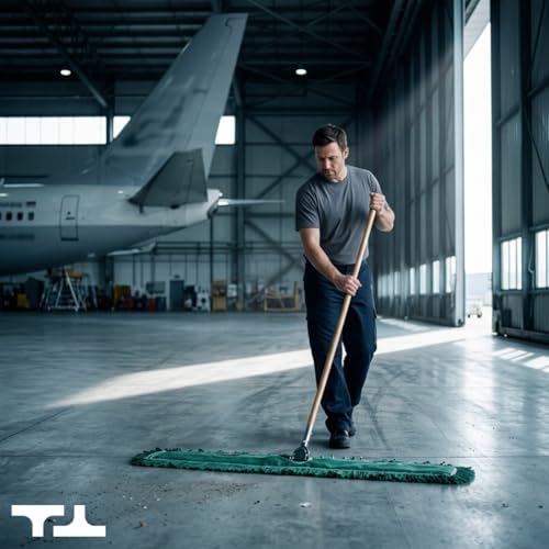 48 Inch Green Commercial Dust Mop & Floor Sweeper – Wood Handle Floor Mop for Tile, Hardwood & Concrete
