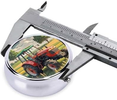 Portable 3-Compartment Pill Box â€“ Round Daily Medicine Organizer for Pocket or Purse, Tractor Theme Ideal for Morning, Noon & Evening Doses