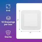 Bordered Foam Silver Dressings for Wound Care 6"x6" - 10 Ag Foam Dressings for Moderate to Heavy Wound Exudate - Highly Absorbent and Water Resistant