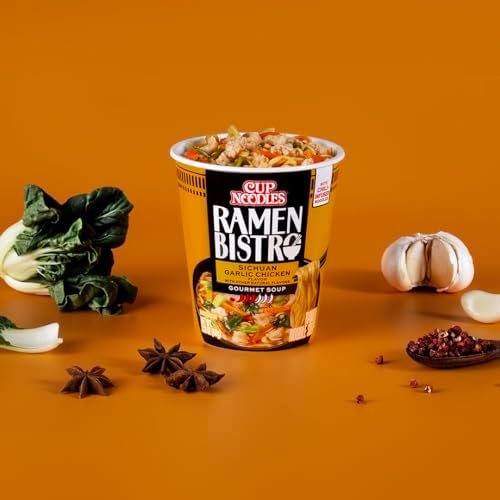 Nissin Cup Noodle Ramen Bistro, Sichuan Garlic Chicken, 3.1 Ounce (Pack of 6)