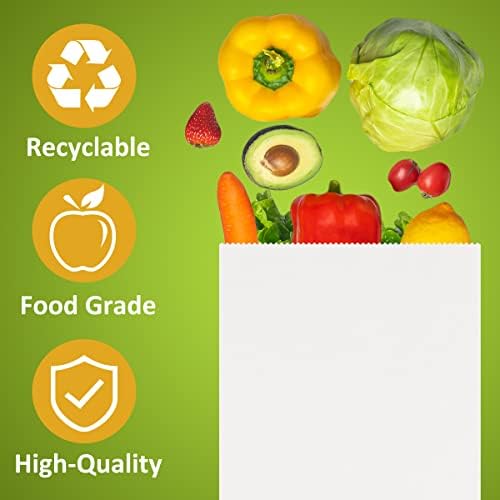 SHOPDAY 12lb Paper Lunch Bags 100 Pack 7x4.5x13.75" Kraft White Paper Bags Grocery Bag Bulk, Bread Bag Sack Lunch Bags Snack Bags