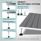 Threshold Ramps for Wheelchairs, Adjustable Height 3"–6.2" and 30"×36" Platform Aluminum Wheelchair Ramp, Door Threshold Ramps with a Non-Slip Thick Door Mat for Scooters, Power Chairs, Cart