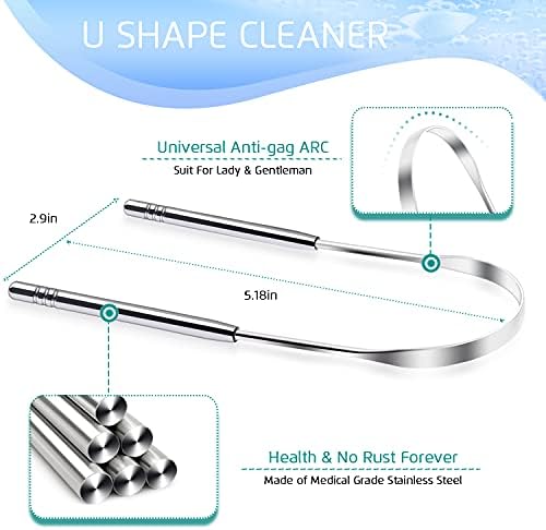 4PCS Tongue Scraper, Stainless Steel Tongue Cleaners, 100% BPA Free Fresher Tongue Tools, Healthy Oral Hygiene Brushes, Medical Grade Reusable Stainless Steel, Eliminate Bad Breath