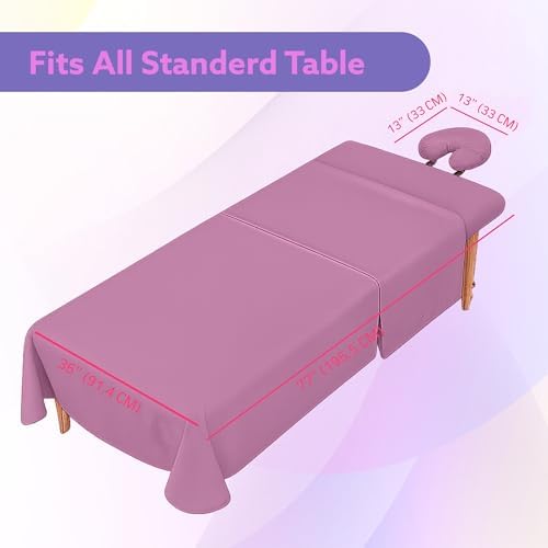 Massage Table Sheets Set – 3 Piece 4 Set, Microfiber Spa Bed Sheets, Cotton-Feel Massage Bed Cover, Wrinkle & Oil Resistant, Soft Accessories for Estheticians – Lavender
