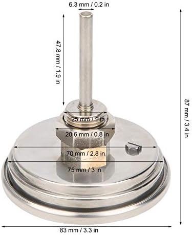 Dial Thermometer, 3in Adjustable NPT Thread 1/2in Pointer Thermometer for Barbecue Grill Oven 50-550
